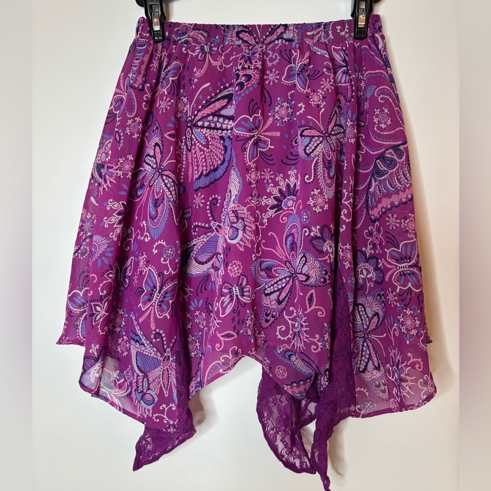 Children’s Place Asymmetrical Purple Butterfly Skirt size 7-8